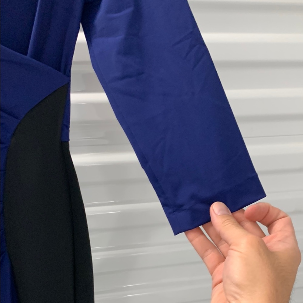 Blue Asymmetrical Ruched Sheath Dress - Picture 7 of 13